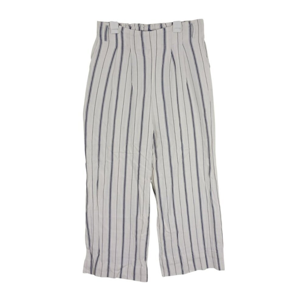 Indigo Rising Pants Cropped Striped Linen Cotton Blend Size M Womens
